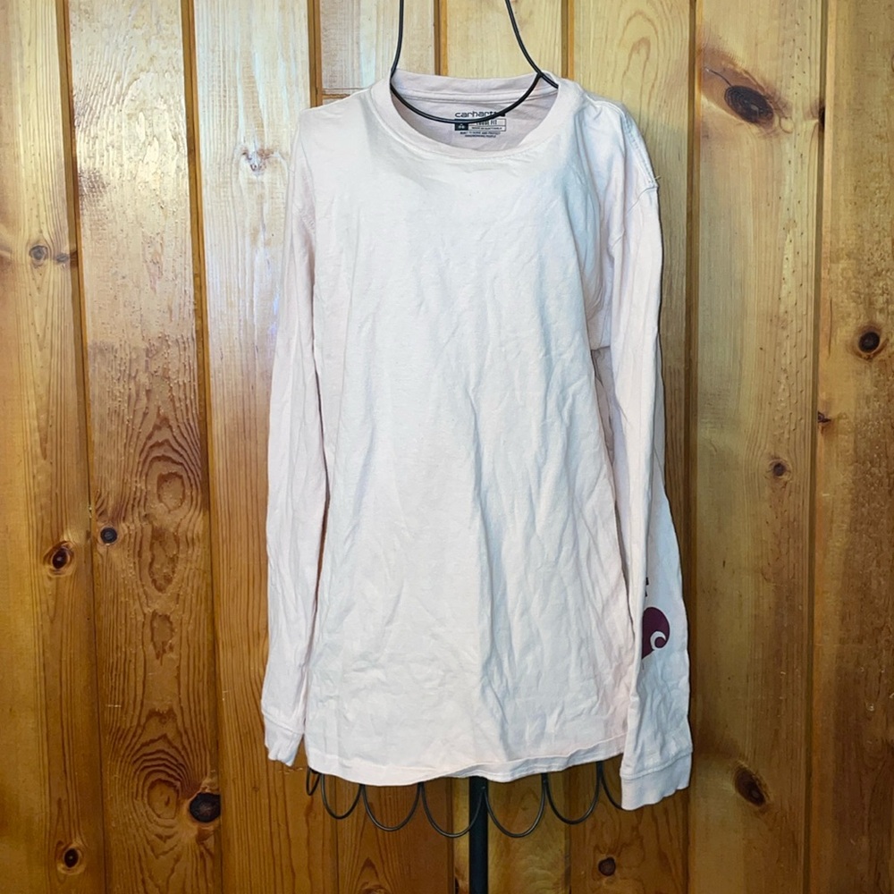 Carhartt Womens long sleeve shirt pink/burgendy size small western country top - Picture 2 of 5